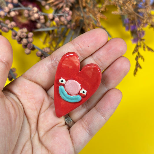 Brooch "Red Clown Heart"