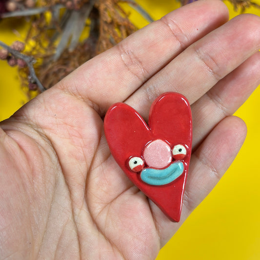 Brooch "Red Clown Heart"
